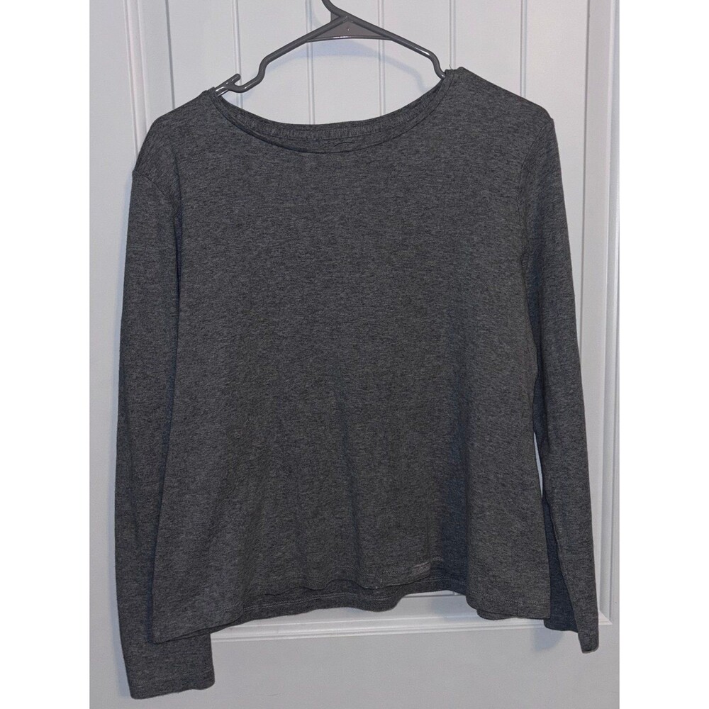 Talbots Women’s Gray Long Sleeve Crew Neck T-Shirt Size XL 100% Pima Cotton